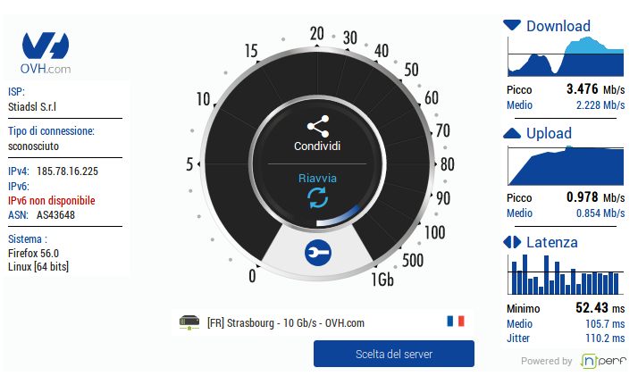 Scopri di più sull'articolo Test adsl – Ovh